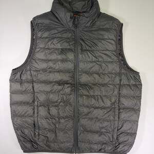 Hawke & Co Down Puffer Vest Men's Size Medium Gray Full Zip Packable Performance